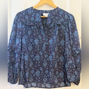 Sundays Blue Floral Blouse